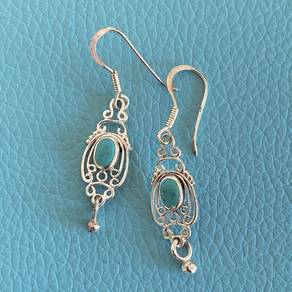 Jewelry - 925 Sterling Earrings with Turquoise Stone